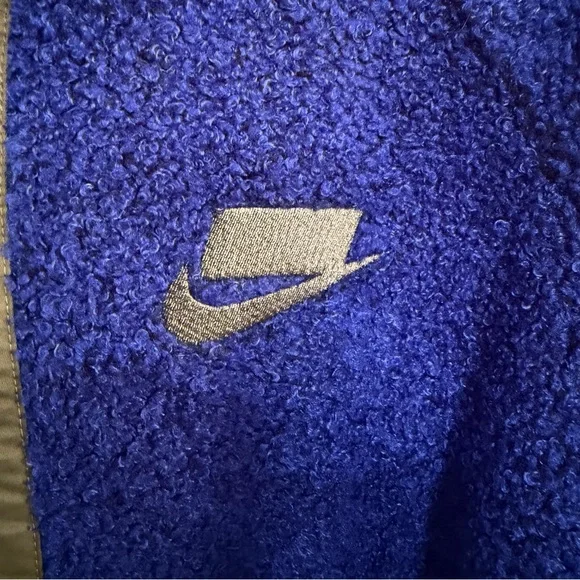 NIKE Sportswear NSW Green Blue Sherpa Reversible Hooded Jacket, Size Large, NWT